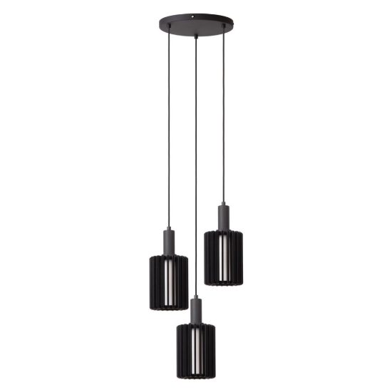 Lampadario a sospensione con 3 pendenti a cascata per sala da pranzo moderno nero