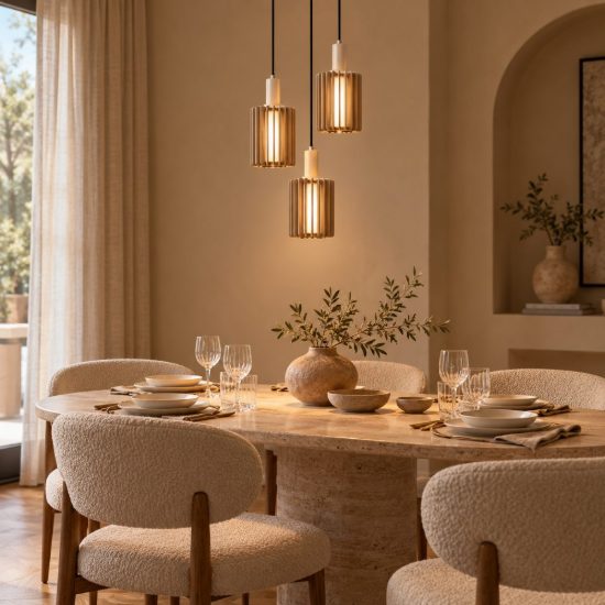 Lampadario a sospensione con 3 pendenti a cascata per sala da pranzo moderno tortora
