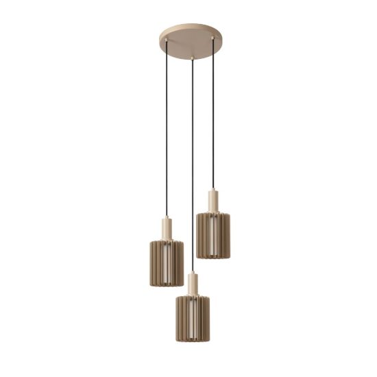 Lampadario a sospensione con 3 pendenti a cascata per sala da pranzo moderno tortora