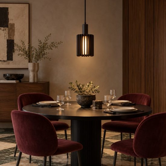Lampada a sospensione a cilindro per sala da pranzo moderna nero