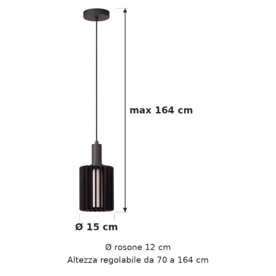 Lampada a sospensione a cilindro per sala da pranzo moderna nero