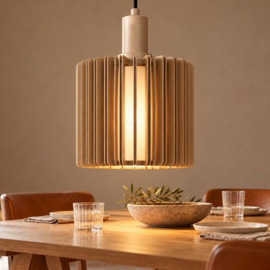Lampada a sospensione a cilindro per sala da pranzo moderna tortora