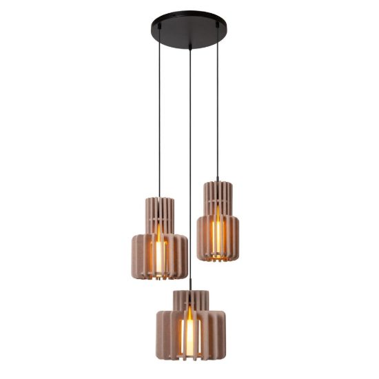 Lampadario a sospensione con 3 pendenti per salotto moderno tortora opalino