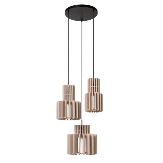 Lampadario a sospensione con 3 pendenti per salotto moderno tortora opalino