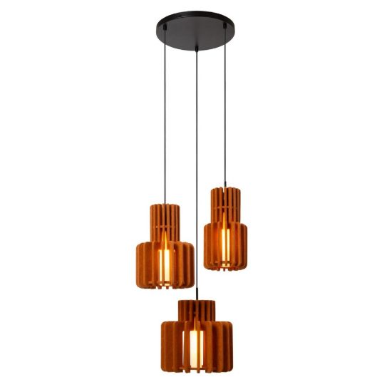 Lampadario a sospensione con 3 pendenti per sala da pranzo moderno terracotta opalino