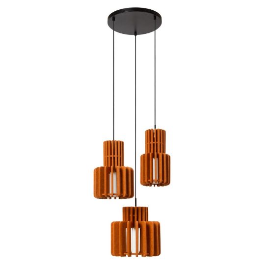 Lampadario a sospensione con 3 pendenti per sala da pranzo moderno terracotta opalino