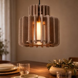 Lampadario a sospensione piccolo a cilindro per salotto moderno tortora opalino