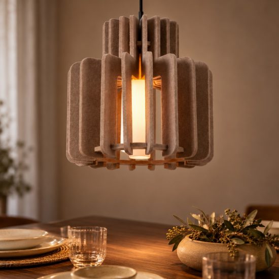 Lampadario a sospensione piccolo a cilindro per salotto moderno tortora opalino
