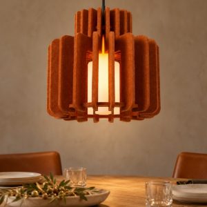 Lampadario a sospensione piccolo a cilindro per sala da pranzo moderno terracotta opalino