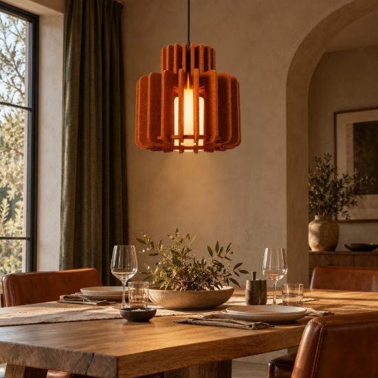 Lampadario a sospensione piccolo a cilindro per sala da pranzo moderno terracotta opalino