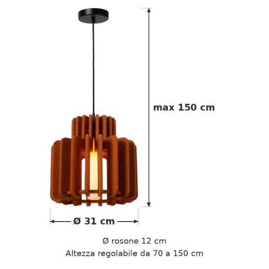 Lampadario a sospensione piccolo a cilindro per sala da pranzo moderno terracotta opalino