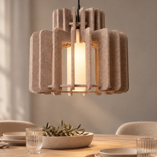 Lampadario a sospensione grande a cilindro per salotto moderno tortora opalino