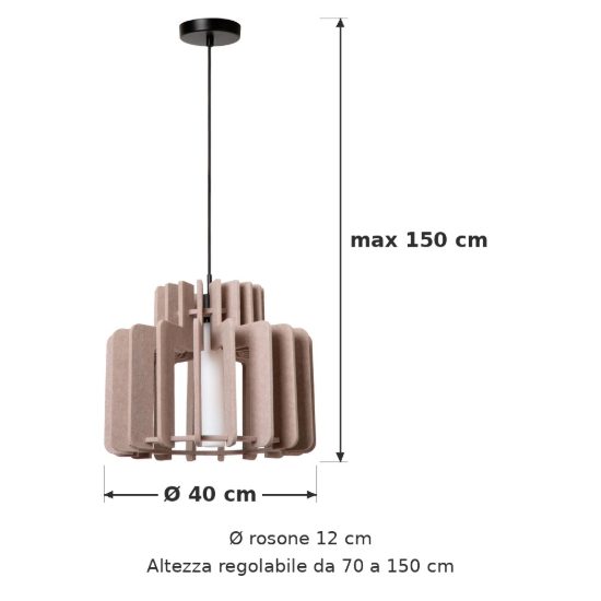 Lampadario a sospensione grande a cilindro per salotto moderno tortora opalino