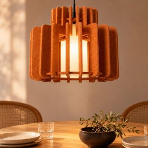 Lampadario a sospensione grande a cilindro per sala da pranzo moderno terracotta opalino
