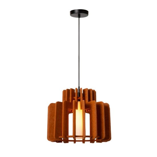 Lampadario a sospensione grande a cilindro per sala da pranzo moderno terracotta opalino