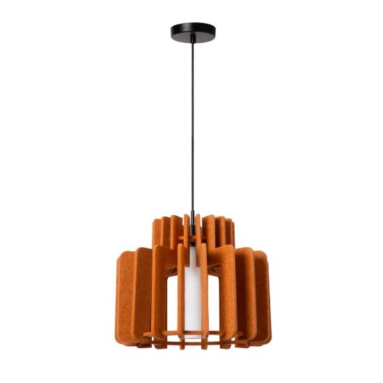 Lampadario a sospensione grande a cilindro per sala da pranzo moderno terracotta opalino