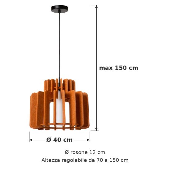 Lampadario a sospensione grande a cilindro per sala da pranzo moderno terracotta opalino