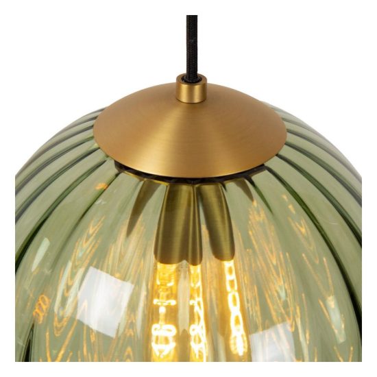 Lampadario a sospensione con 4 pendenti lineare per soggiorno contemporaneo verde ambra