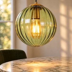 Lampadario a sospensione a globo per soggiorno contemporaneo verde nero