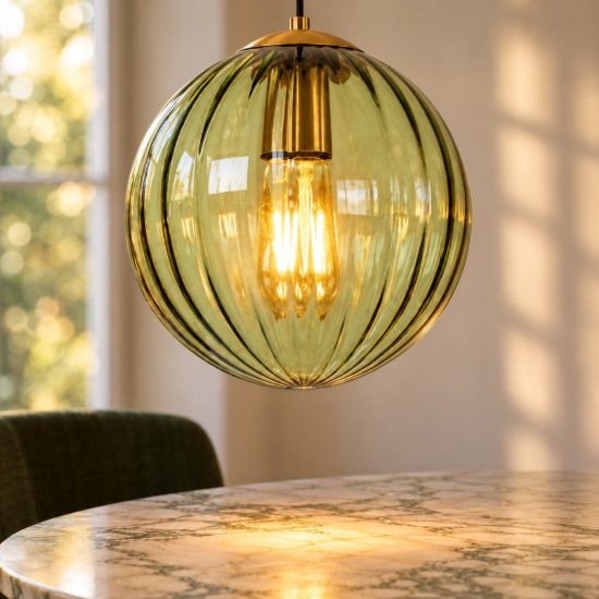Lampadario a sospensione a globo per soggiorno contemporaneo verde nero