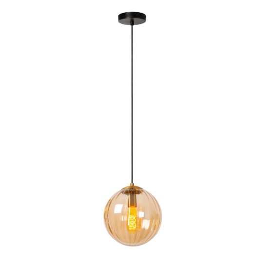 Lampadario a sospensione a globo per sala da pranzo contemporaneo ambra nero