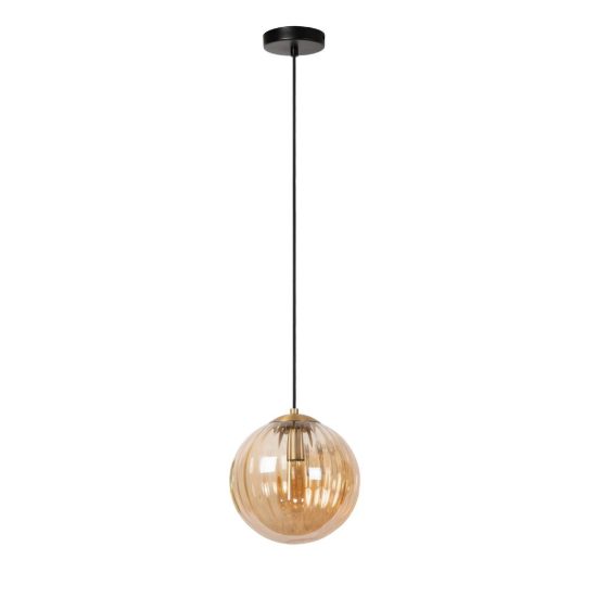 Lampadario a sospensione a globo per sala da pranzo contemporaneo ambra nero