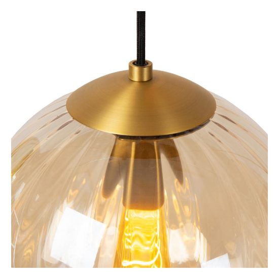 Lampadario a sospensione a globo per sala da pranzo contemporaneo ambra nero