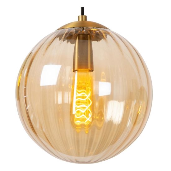Lampadario a sospensione a globo per sala da pranzo contemporaneo ambra nero