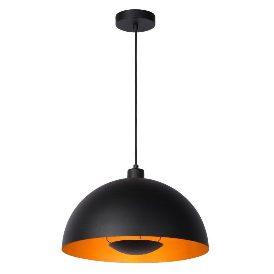 Lampadario a sospensione a cupola per cucina contemporaneo nero oro