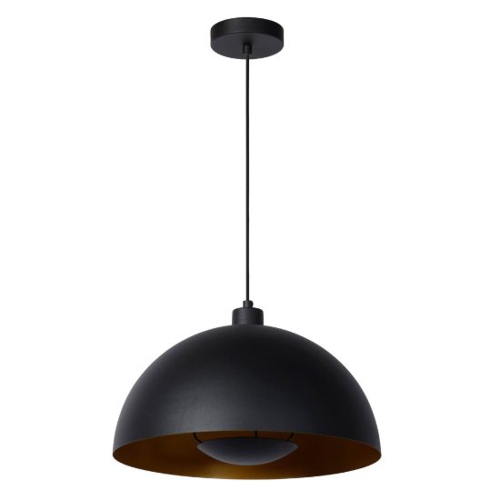 Lampadario a sospensione a cupola per cucina contemporaneo nero oro