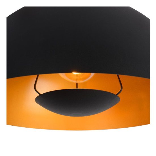 Lampadario a sospensione a cupola per cucina contemporaneo nero oro
