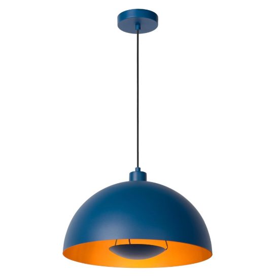 Lampadario a sospensione a cupola per cucina contemporaneo blu oro