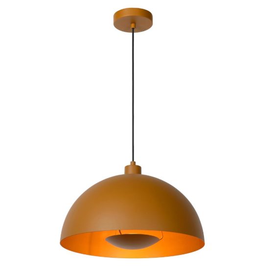 Lampadario a sospensione a cupola per cucina contemporaneo giallo ocra oro