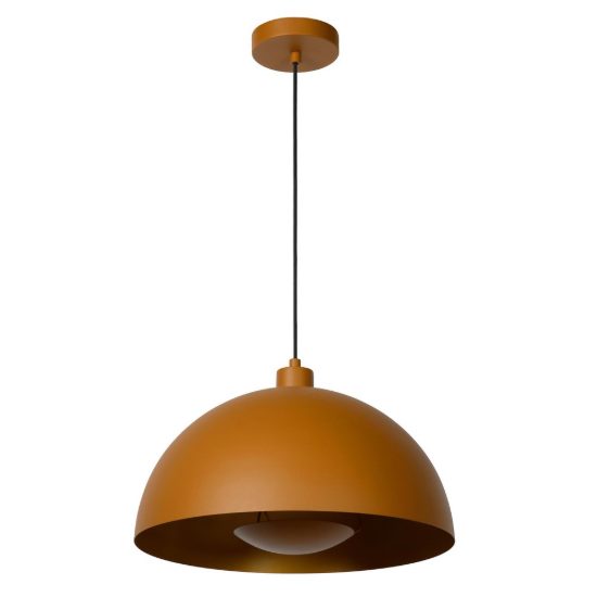 Lampadario a sospensione a cupola per cucina contemporaneo giallo ocra oro