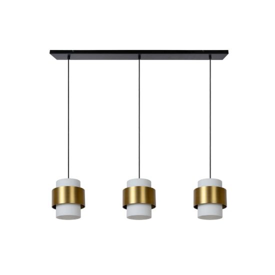 Lampadario a sospensione con 3 pendenti lineare per sala da pranzo contemporaneo oro opalino