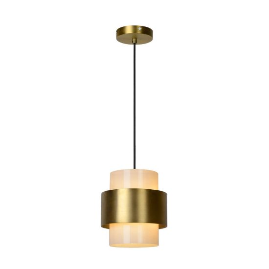 Lampada a sospensione a cilindro per sala da pranzo contemporanea oro opalino