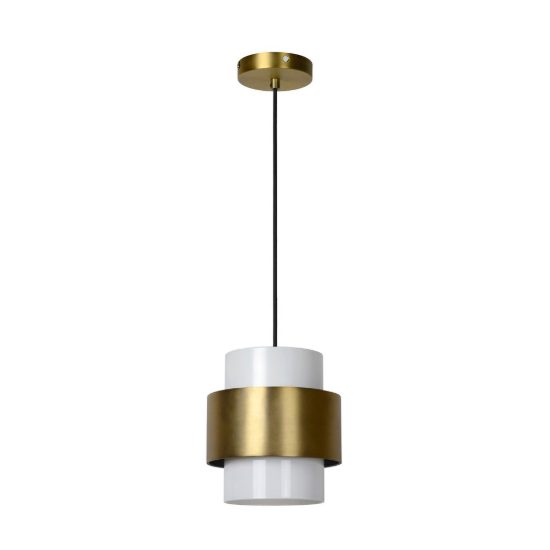 Lampada a sospensione a cilindro per sala da pranzo contemporanea oro opalino
