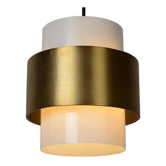 Lampada a sospensione a cilindro per sala da pranzo contemporanea oro opalino