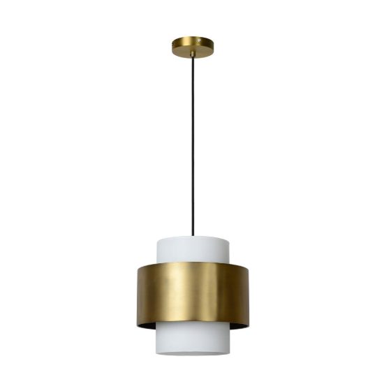 Lampadario a sospensione a cilindro per sala da pranzo contemporaneo oro opalino