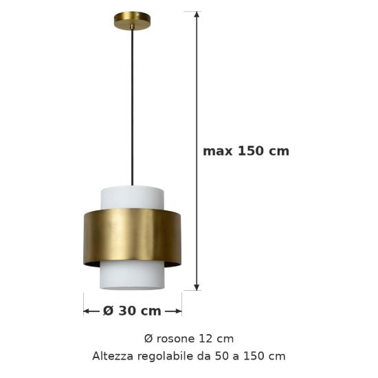 Lampadario a sospensione a cilindro per sala da pranzo contemporaneo oro opalino