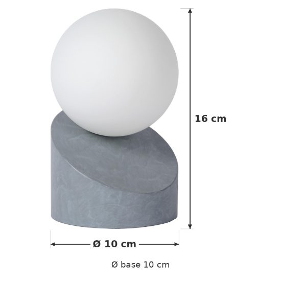 Abat-jour a globo per comodino moderno grigio opalino