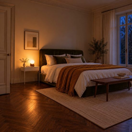 Abat-jour a globo per comodino moderno effetto legno scuro opalino