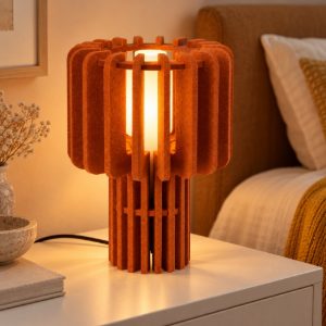 Abat-jour a cilindro per comodino moderno terracotta opalino