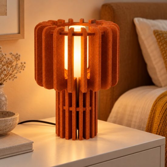 Abat-jour a cilindro per comodino moderno terracotta opalino