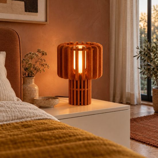 Abat-jour a cilindro per comodino moderno terracotta opalino