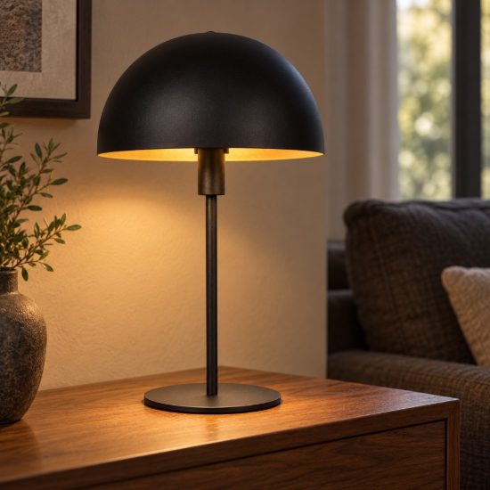 Lampada da tavolo a cupola per soggiorno contemporanea nero