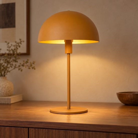 Lampada da tavolo a cupola per salotto contemporanea giallo ocra