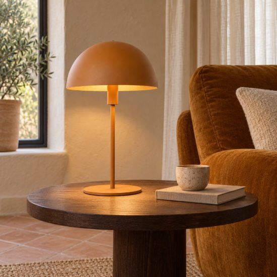 Lampada da tavolo a cupola per salotto contemporanea giallo ocra