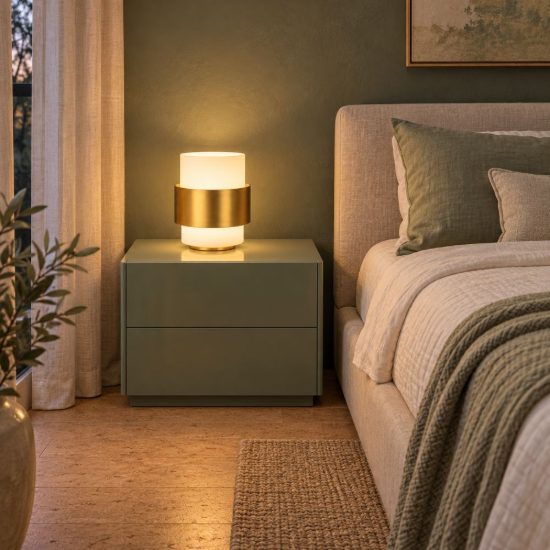 Abat-jour a cilindro per comodino contemporaneo oro opalino