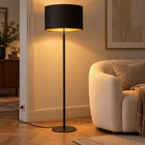 Piantana a cilindro per soggiorno moderna nero oro